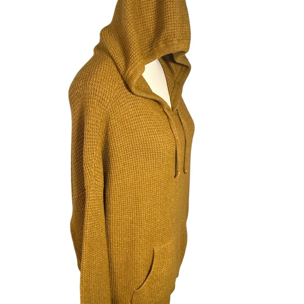 Aerie Mustard Waffle Knit Hoodie Sweatshirt - Picture 3 of 6